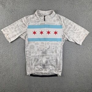 Trek City Of Chicago Cycling Jersey Adult Small Gray White Flag Suburbs Illinois
